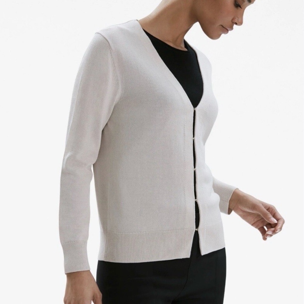 MM. Lafleur Sweater Womens Beige/Tan Billie Cardigan Hook Hardware Size M